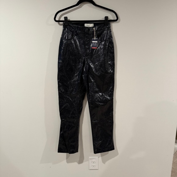 Abercrombie & Fitch Pants - NWT ABERCROMBIE & FITCH The 90s Straight Ultra High Rise Black Faux Leather Pant